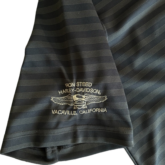 Harley Davidson Men’s 2XL Navy Striped Polo - Picture 2 of 4